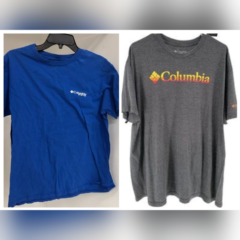 Columbia Men's T Shirt Lot Short Sleeves Crew Neck Blue/Grey Size Large